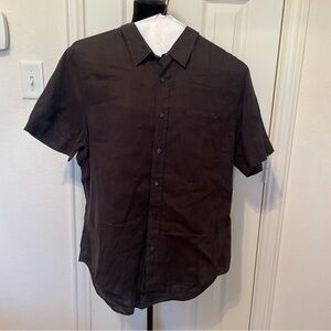 Vince Black Short-Sleeve Button-Down Shirt